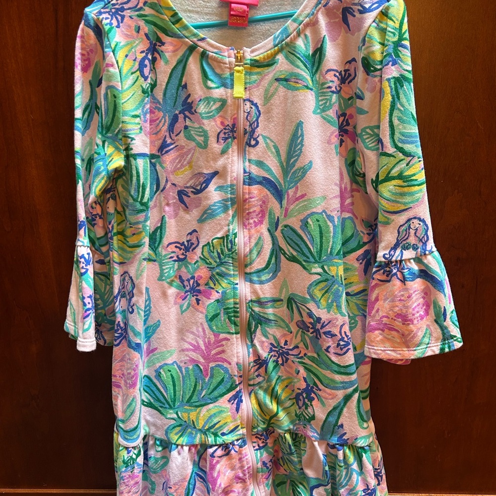 Lilly Pulitzer Pink and Green Tropical Swim Coverup